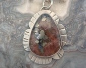 Rhodonite & Pyrite Sterling Silver Necklace