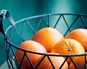 Fruit Photography - kitchen decor orange teal blue turquoise food wall art prints still life fine art photo - 8x12 Photograph, "Vitamin C"