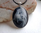 Jesus Christ Glass Pendant - Catholic Christian Pendant Leather Necklace