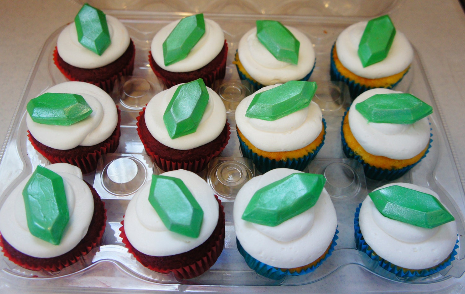 Edible Zelda Rupees  / 1 dozen / birthdays, weddings, cupcakes cupcake toppers