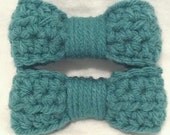 Crocheted Bow Clip Set (Teal)