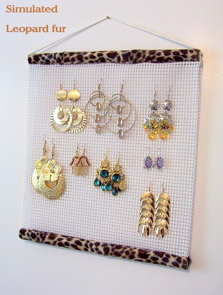 Earring Holder Organizer Display Rack Leopard Fur