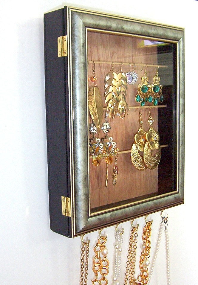 Marble Style Jewelry Cabinet for Earrings and Necklaces
