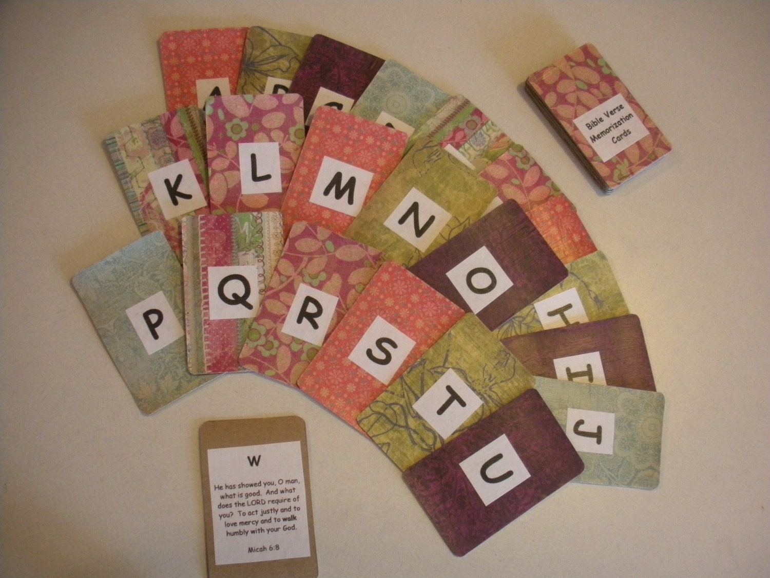 Bible Verse Memorization Cards - Scripture Flash Cards - Each Card Individually Hand Made