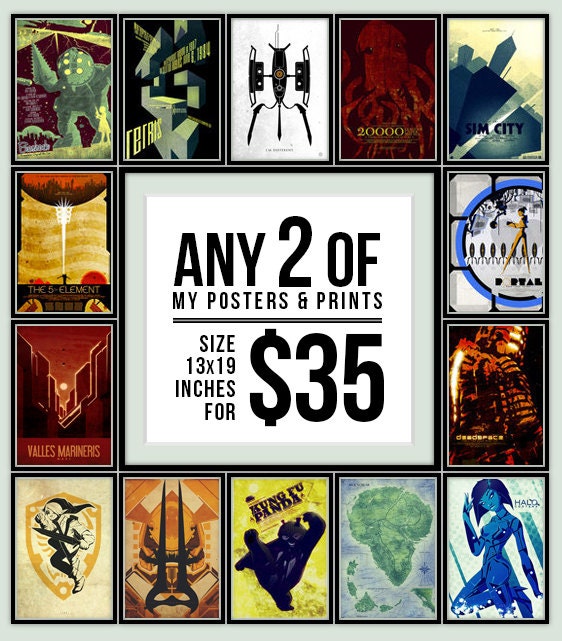 Any 2 Posters for 35 Dollars - Black Frames