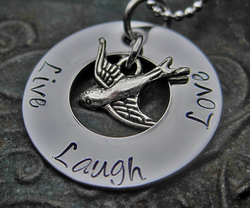 Hand Stamped Jewelry - LIve Laugh Love Necklace - Mothers Necklace - Mommy Necklace - Grandmas Necklace - Personalized Necklace
