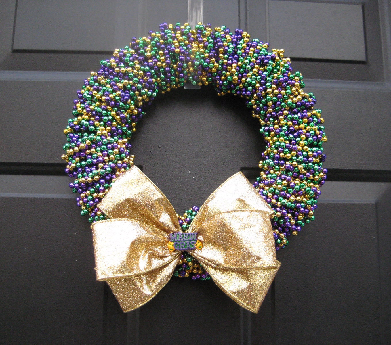 New Orleans Mardi Gras Beaded Wreath