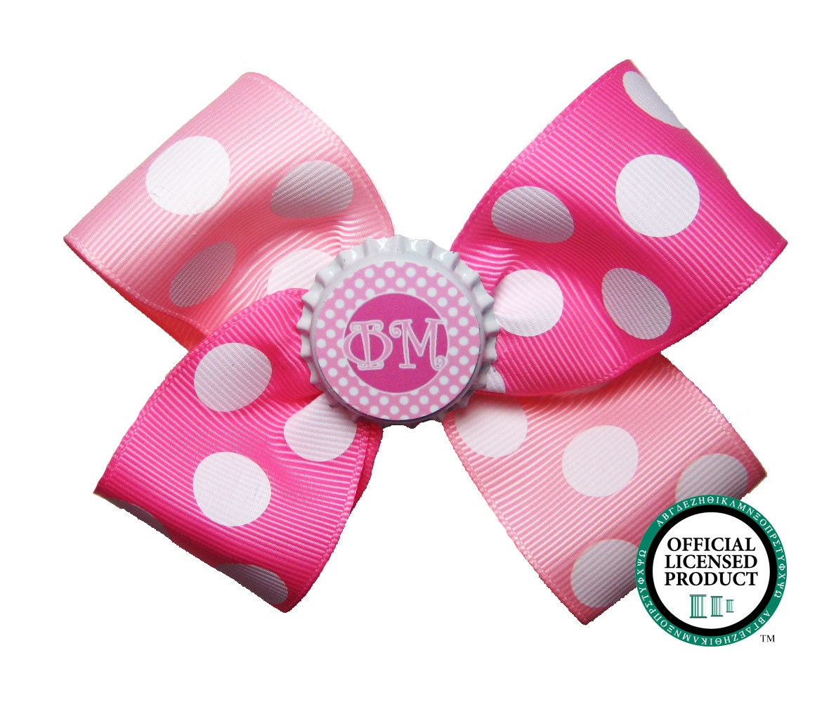 Phi Mu Sorority Polka Dot Hair Bow