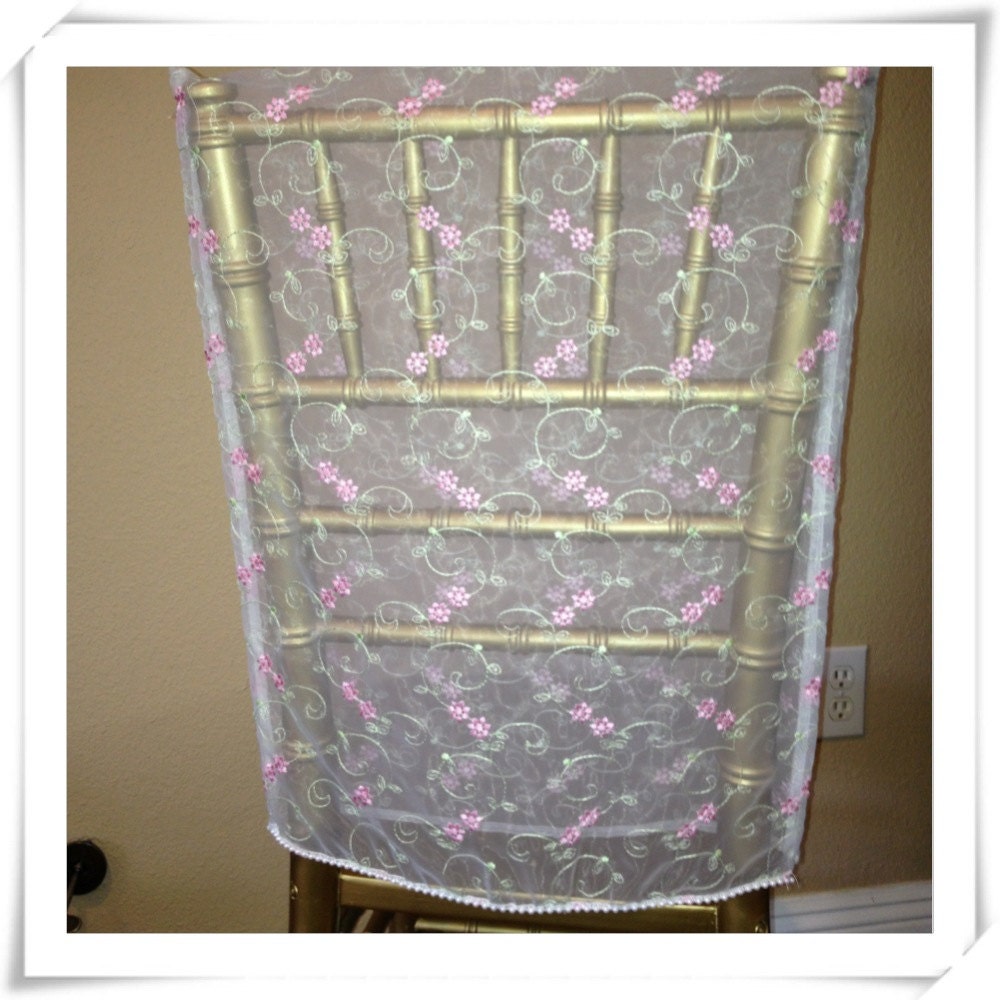Sweet Pearl and Embroidery Wedding Chair Cover