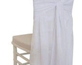 Chiffon Chivari chair cover with sash, available in white, champagne or black