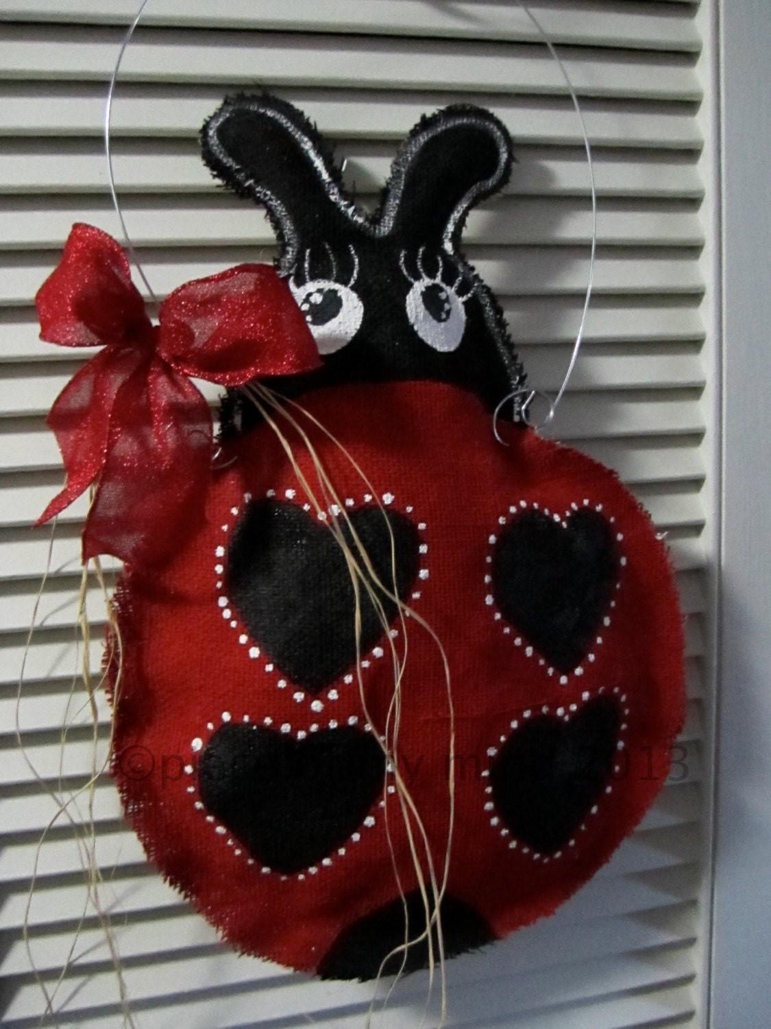 Ladybug Natural Burlap Door Hanger Door Decoration Valentines Day