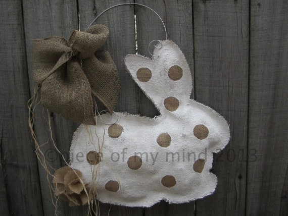 Burlap Door Hanger Bunny with Tail
