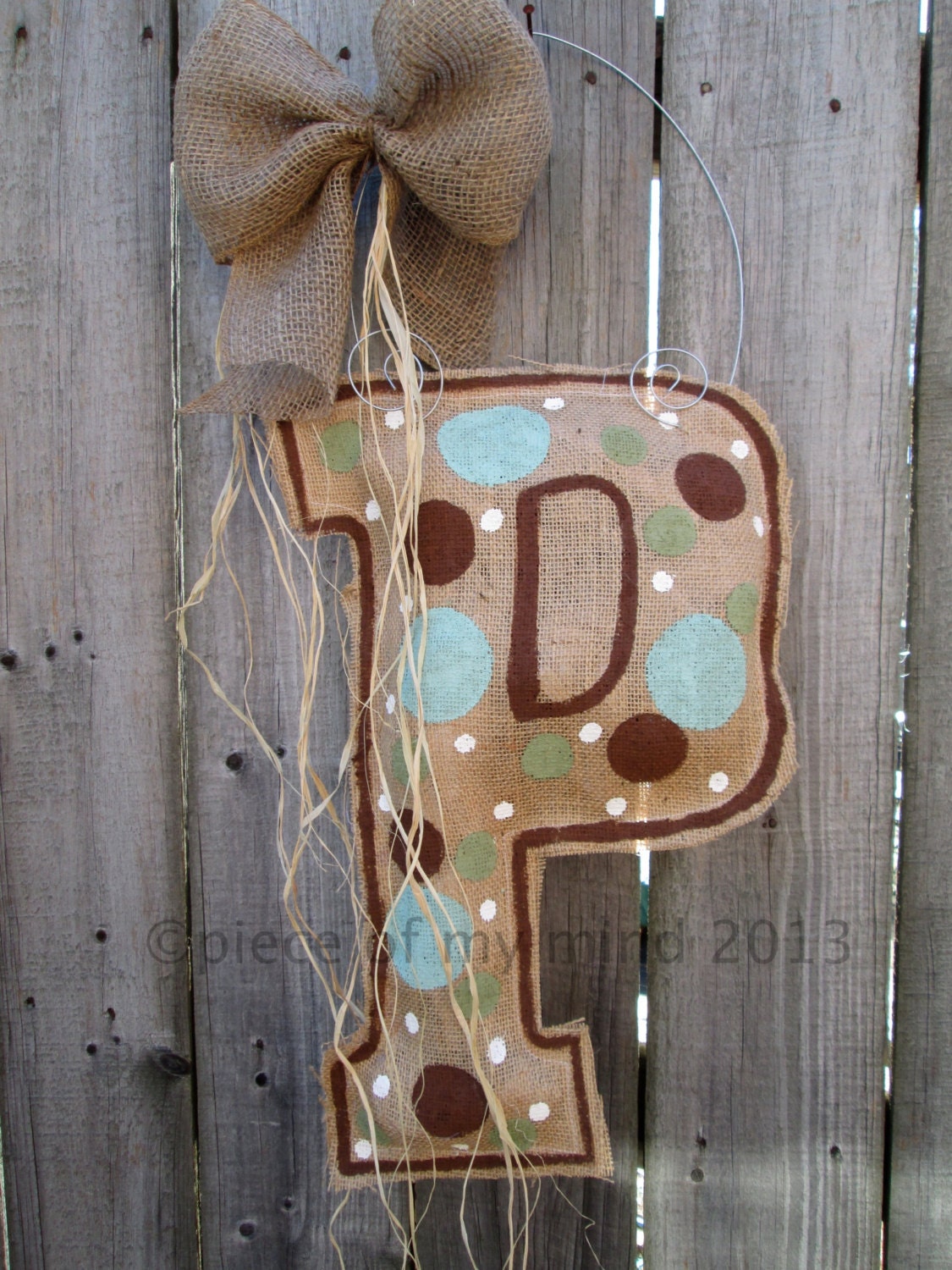 Big Letter Burlap Door Hanger Monogram