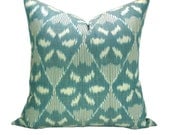 Darjeeling ikat pillow cover in Peacock - 20 x 20