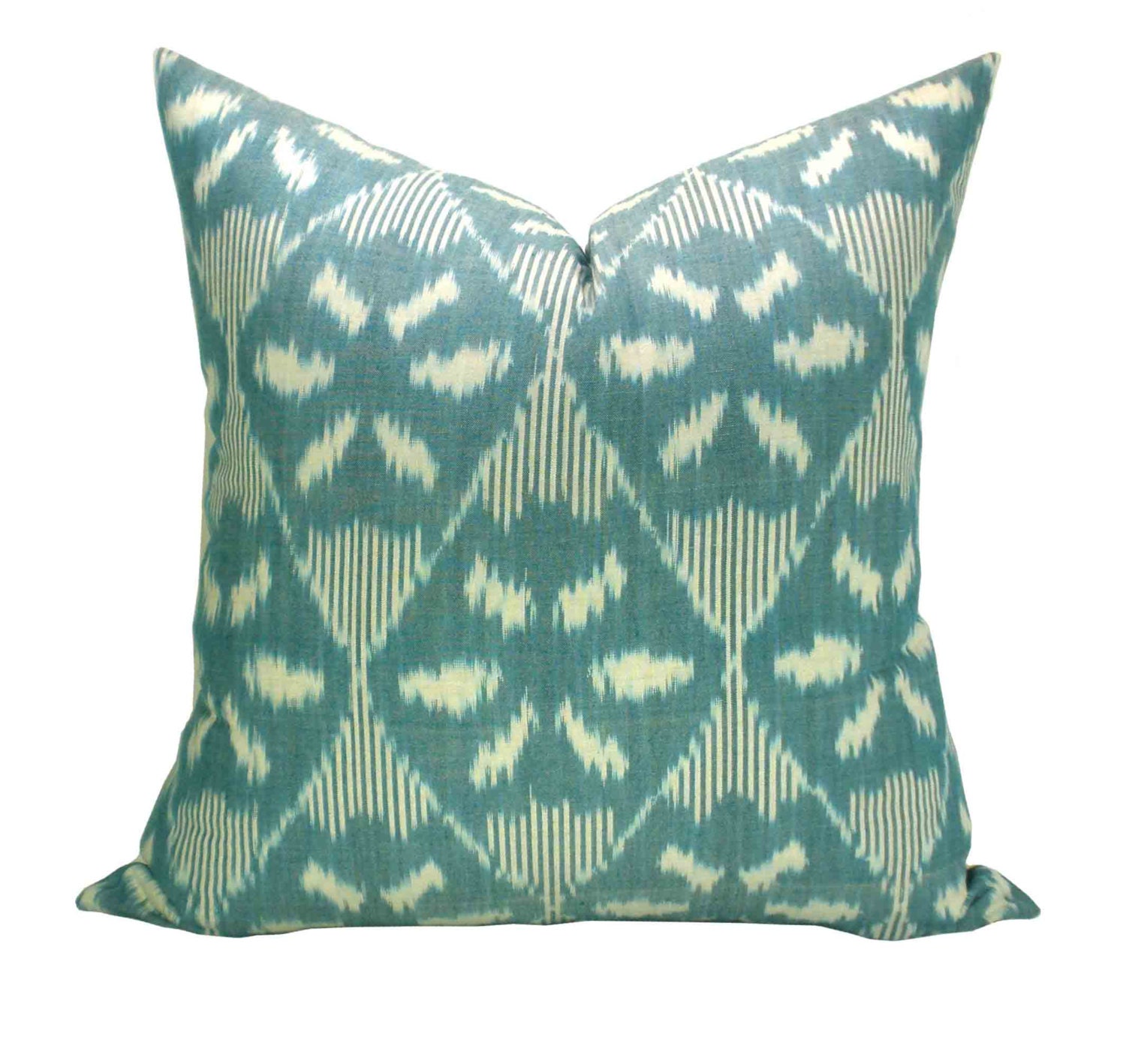 Darjeeling ikat pillow cover in Peacock - 20 x 20
