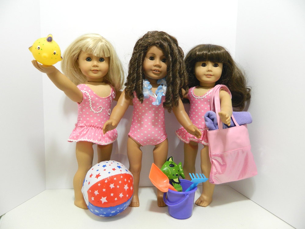 Swimsuit and Beach Toys for American Girl, Bitty Baby and Other Dolls