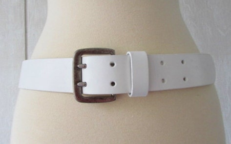 vintage 60s 70s white belt m l mod scooter girl go go girl disco