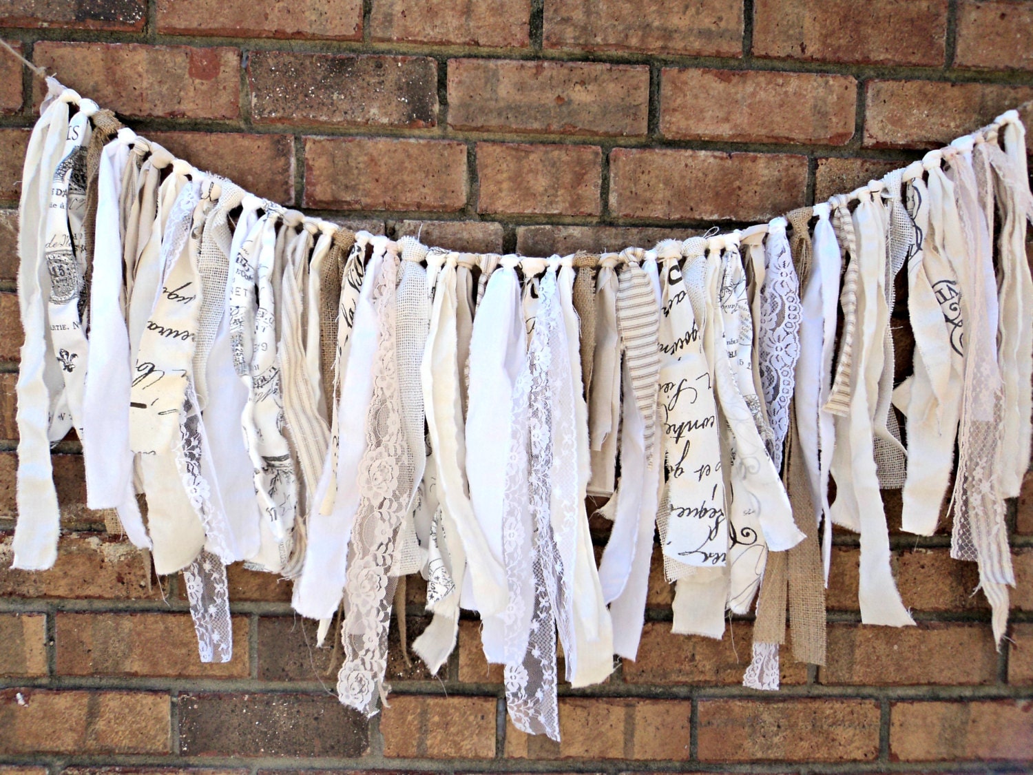 Burlap Lace and Linen Garland  Rustic Wedding Garland