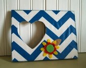 DESTASH SALE Chevron Frame in Blue and White Il_170x135