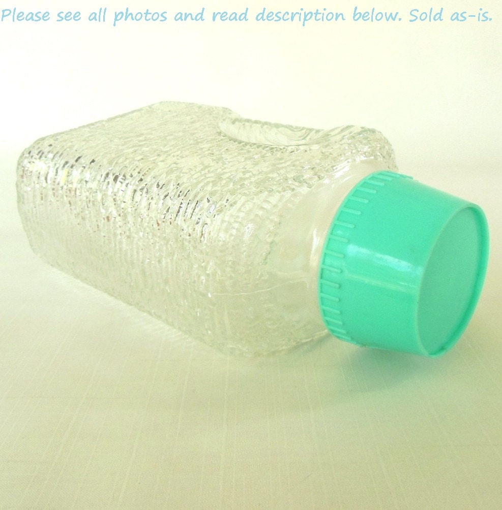 Ripple Glass Pitcher Water Bottle Turquoise Kitchen 60s Mid Century Modern Clear