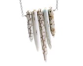 Chevron necklace: tribal necklace white turquoise howlite buffalo spikes, bohemian boho native american rustic