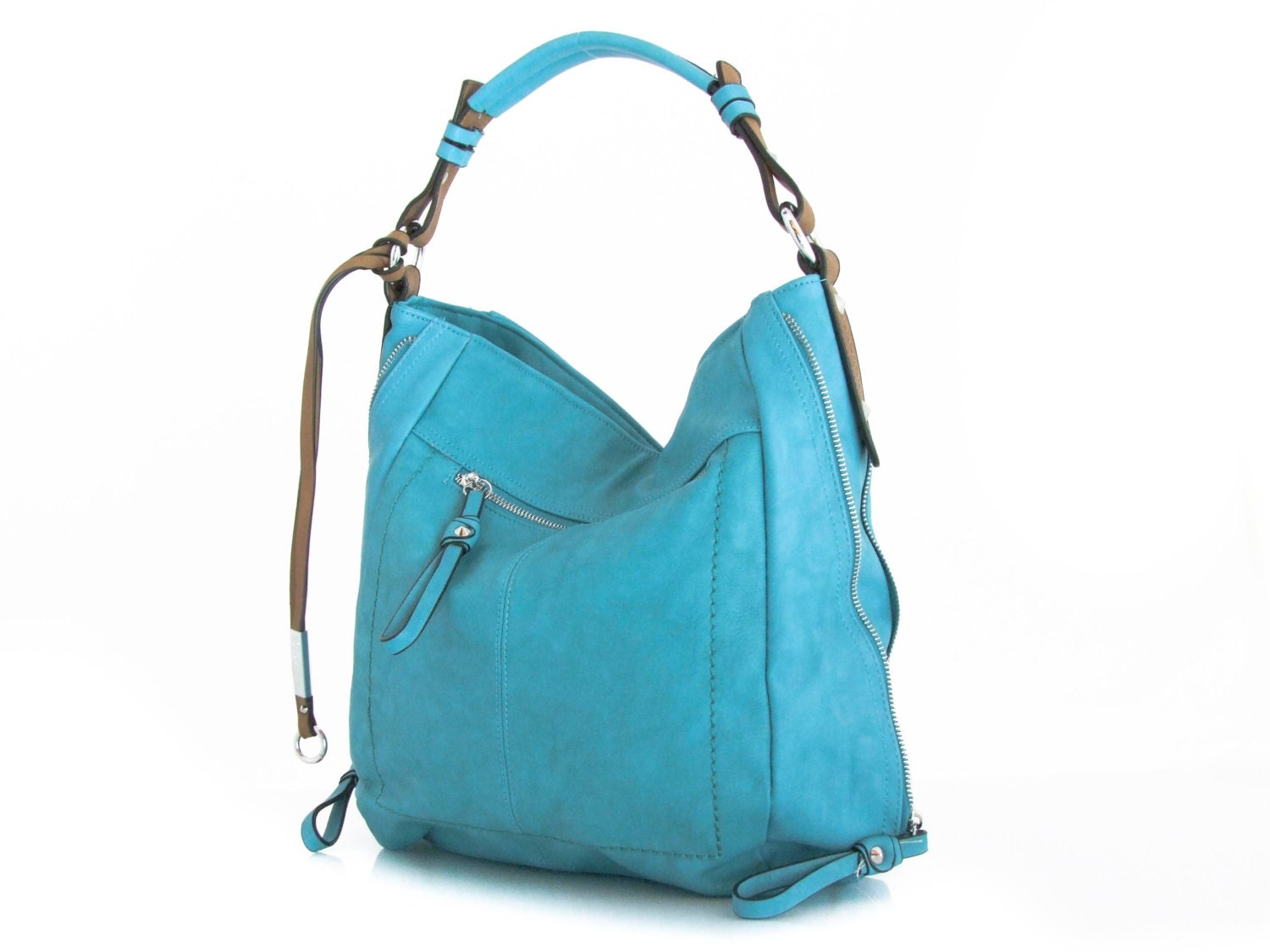 Handmade vegan leather handbag Tote Turquoise - the Melyor -20% launch discount