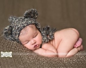 Crochet Newborn Baby Bear Bonnet Hat - Photography Prop