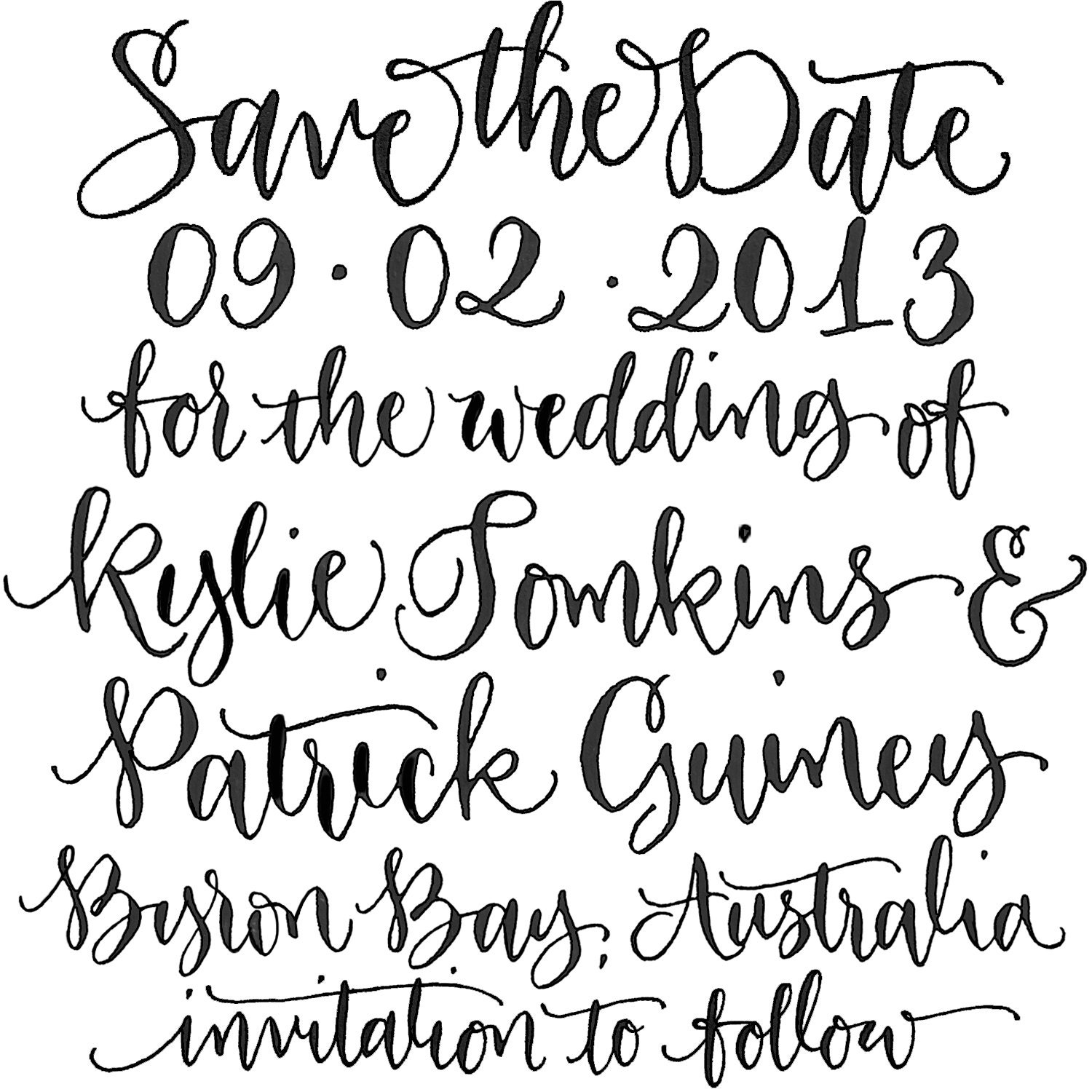 Save the Date Custom Handwritten Calligraphy Stamp
