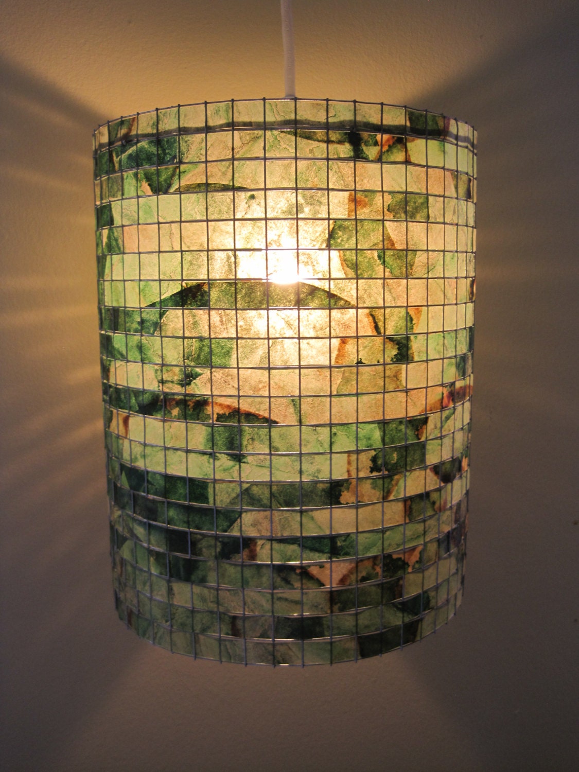 COFFEE FILTER ART - Green Lighting Hanging Ceiling Light