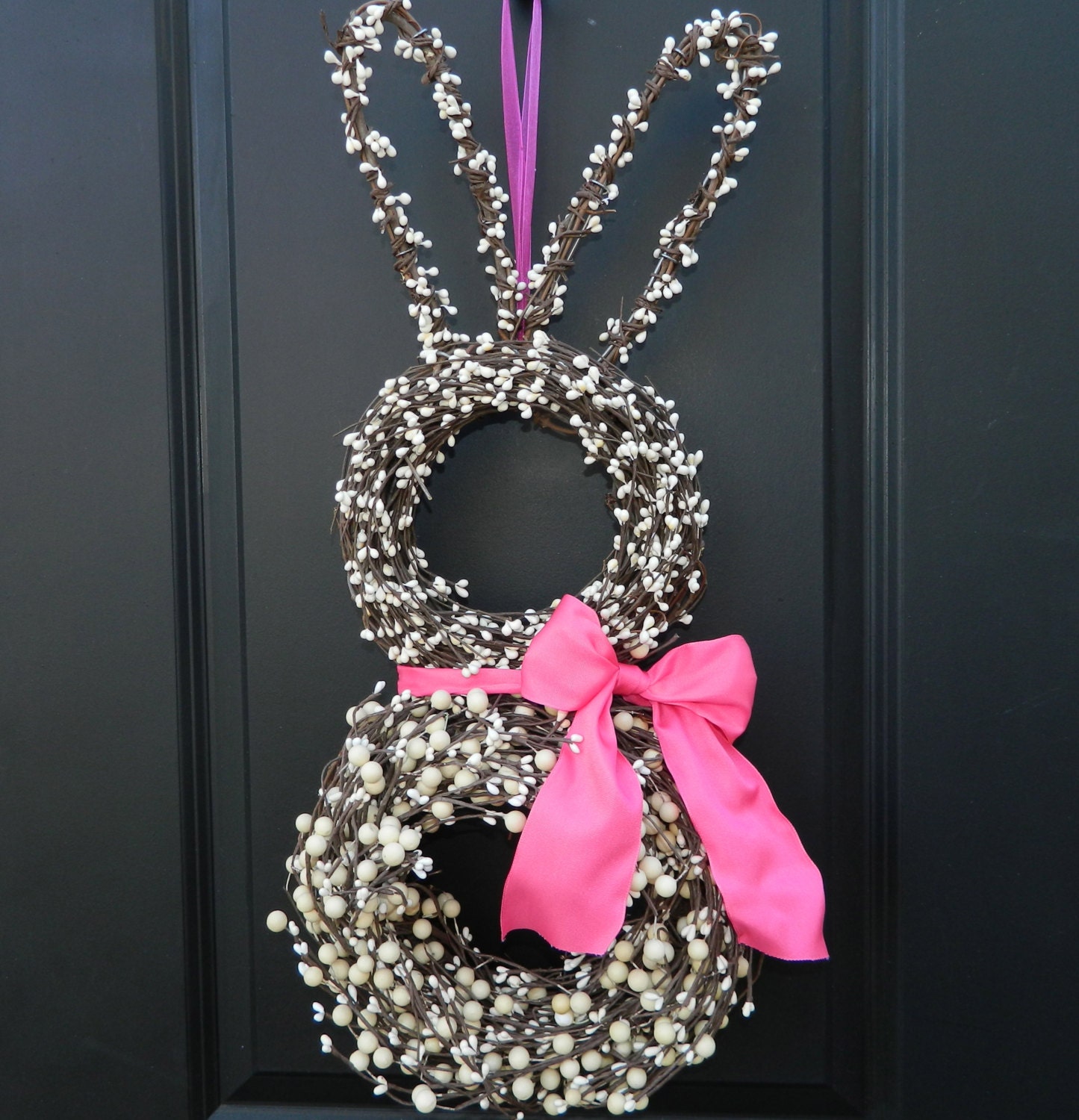 Bunny Wreath - Easter Wreath - Spring Wreath - Choose Bow Color - Last One