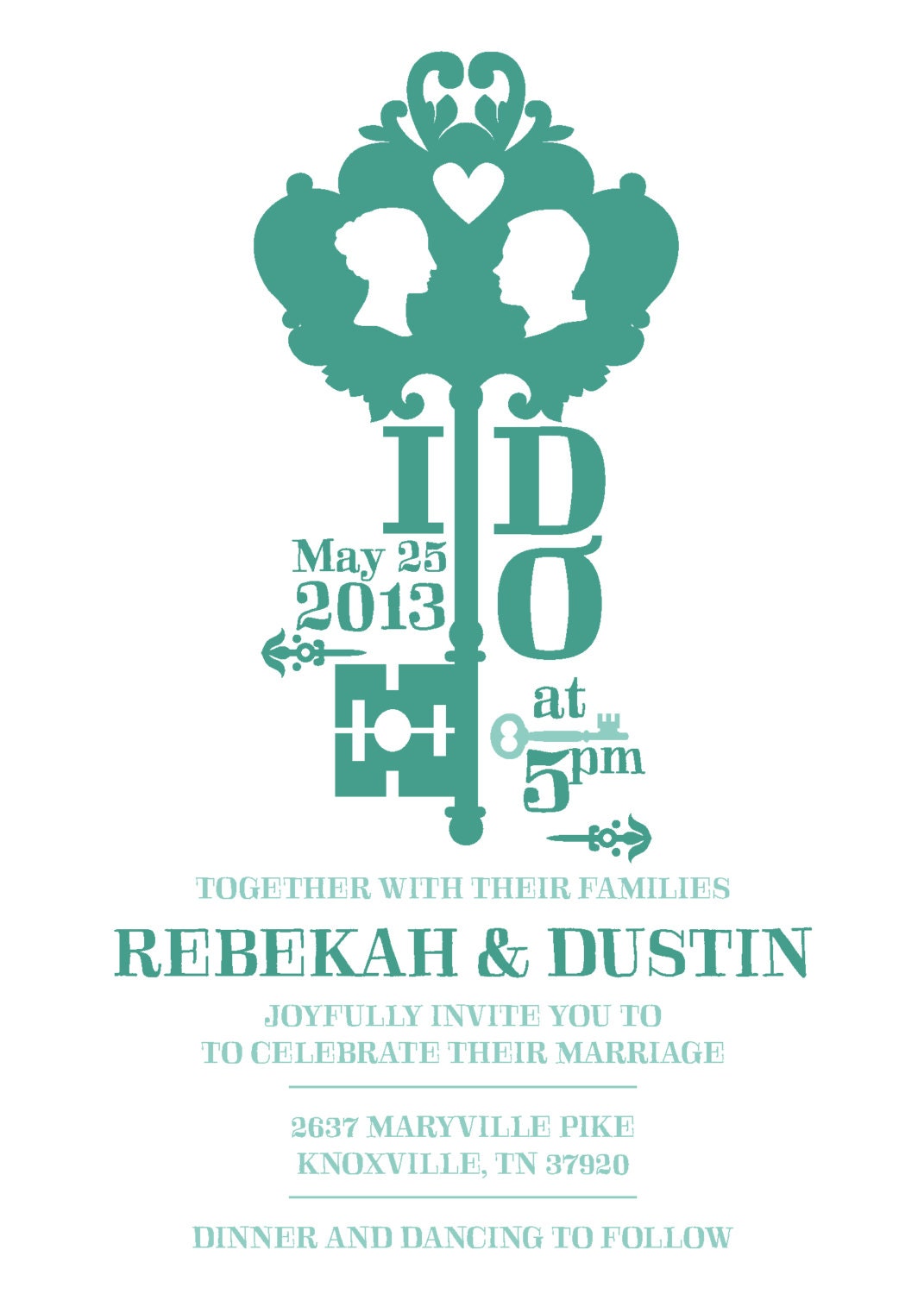 Vintage Key Wedding Invitation (Digital File/Print Anywhere)