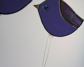 Purple Stained Glass Bird Ornament with Swingy Legs