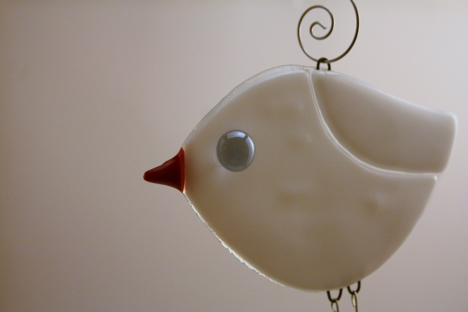 White Dove Fused Glass Ornament Suncatcher with Swingy Legs