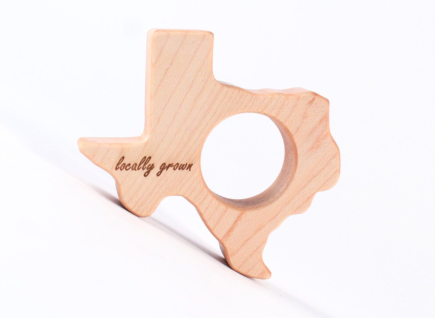Texas "locally grown" or "love from TX" state wood teether - a natural wooden teething and grasping toy for new baby