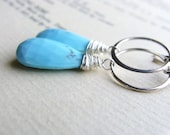 Turquoise Earrings Wire Wrapped Turquoise Earrings Blue Gemstone Sterling Silver December Birthstone BEYOND THE SKY earrings