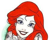 8x10 Tattooed Little Mermaid Illustration Print