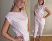 OMG So Cute - Vintage Pink and White Striped Boxy Topped Cropped Jumper with Pockets Terryl De Vino Size 4