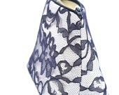 Navy Lace Bridesmaid Gift with White Bridal Satin: Wedding Accessory, Something Blue, Cosmetic Bag, Makeup Bag