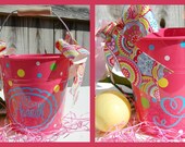 Personalized Metal Bucket with Wooden Handle