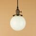 Pendant Light - 6 inch White Milk Glass Globe - Antique Reproduction Cloth Wire - Handfinished in Oil Rubbed Bronze