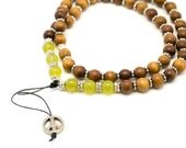 SALE - Wood and Jade half mala beads, yoga jewelry, yoga mala
