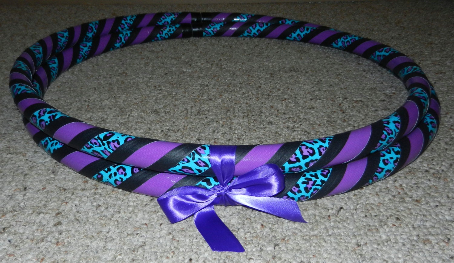 Collapsible Hula Hoop - Purple and Teal Leopard Print - Custom Made Any Color and Size
