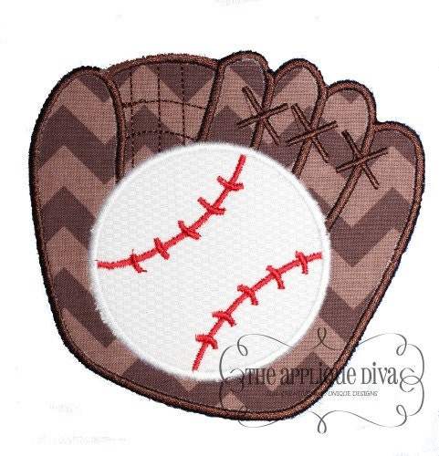 Summer Baseball and Glove Digital Embroidery Design Machine Applique