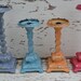 4 candlesticks upcycled pink aqua orange grey modern home decor bright housewares