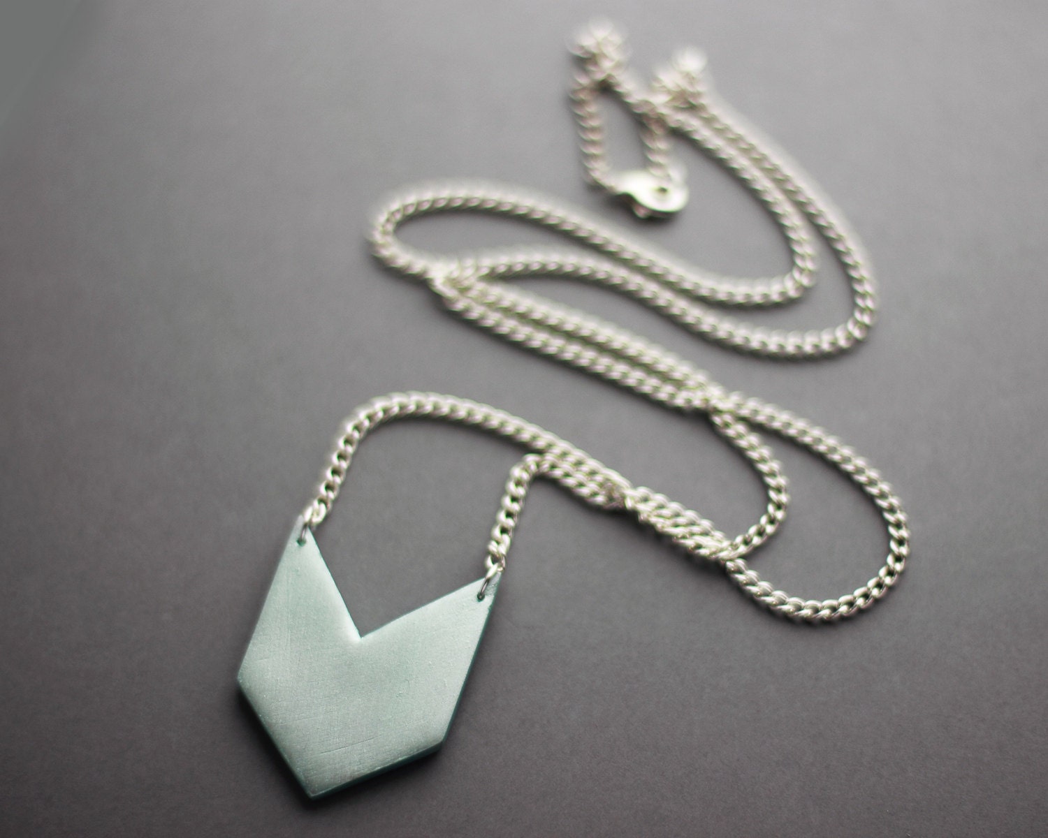 Geometric Chevron Triangle Necklace (Mint) - Modern Handmade Jewellery