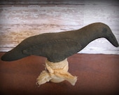 Primitive Crow on Vintage Thread Bobbin