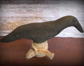 Primitive Crow on Vintage Thread Bobbin