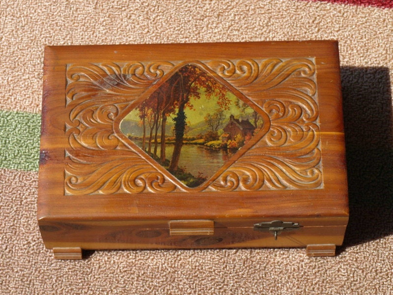 Vintage Cedar Jewelry Box