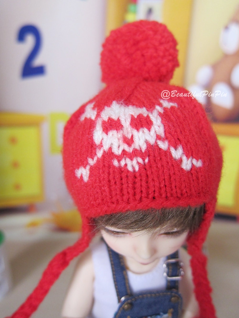Hand Knitted skull hat for Yosd doll No.001