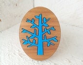 Blue Willow - Wood and Acrylic Inlay Brooch
